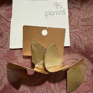 Gold Fan Drop Statement Earrings